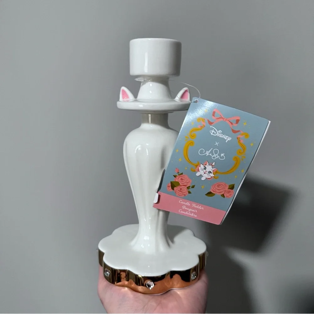 NWT Disney Aristocats Duchess White and Gold Candle Holder
